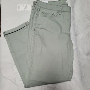 Light Green Rolled Crop Skinny Jeans